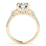 Side Stone Engagement Ring, Round Shape, in Yellow Gold - 84814