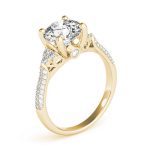 Side Stone Engagement Ring, Round Shape, in Yellow Gold - 84814