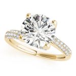 Pave Engagement Ring, Round Shape, in Yellow Gold - 84816