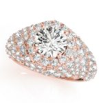 Fashion Engagement Ring, Halo Style, Round Shape, in Rose Gold - 84871