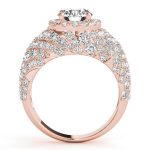 Fashion Engagement Ring, Halo Style, Round Shape, in Rose Gold - 84871