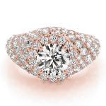 Fashion Engagement Ring, Halo Style, Round Shape, in Rose Gold - 84871