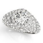 Fashion Engagement Ring, Halo Style, Round Shape, in Platinum - 84871