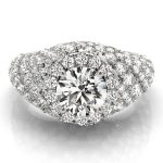 Fashion Engagement Ring, Halo Style, Round Shape, in White Gold - 84871