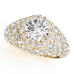 Fashion Engagement Ring, Halo Style, Round Shape, in Yellow Gold - 84871