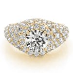 Fashion Engagement Ring, Halo Style, Round Shape, in Yellow Gold - 84871