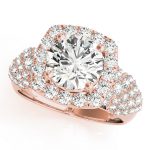 Fashion Engagement Ring, Halo Style, Round Shape, in Rose Gold - 84872