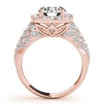 Fashion Engagement Ring, Halo Style, Round Shape, in Rose Gold - 84872