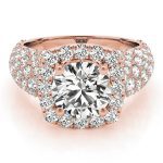 Fashion Engagement Ring, Halo Style, Round Shape, in Rose Gold - 84872