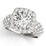 Fashion Engagement Ring, Halo Style, Round Shape, in Sterling Silver - 84872