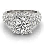 Fashion Engagement Ring, Halo Style, Round Shape, in White Gold - 84872