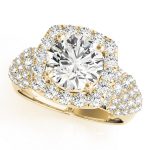 Fashion Engagement Ring, Halo Style, Round Shape, in Yellow Gold - 84872