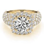 Fashion Engagement Ring, Halo Style, Round Shape, in Yellow Gold - 84872