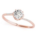 Side Stone Engagement Ring, Round Shape, in Rose Gold - 84881