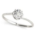 Side Stone Engagement Ring, Round Shape, in White Gold - 84881