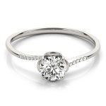 Side Stone Engagement Ring, Round Shape, in Sterling Silver - 84881