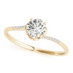 Side Stone Engagement Ring, Round Shape, in Yellow Gold - 84881