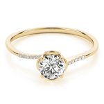 Side Stone Engagement Ring, Round Shape, in Yellow Gold - 84881