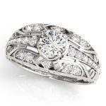 Vintage Engagement Ring, Round Shape, in White Gold - 84889