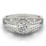 Vintage Engagement Ring, Round Shape, in White Gold - 84892