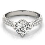 Pave Engagement Ring, Round Shape, in White Gold - 84894