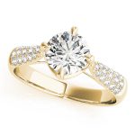 Pave Engagement Ring, Round Shape, in Yellow Gold - 84894