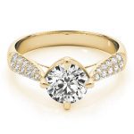 Pave Engagement Ring, Round Shape, in Yellow Gold - 84894