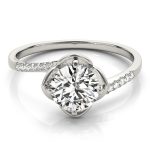 Tension Engagement Ring, Round Shape, in White Gold - 84896