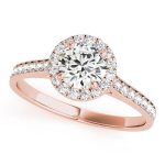 Halo Engagement Ring, Round Shape, in Rose Gold - 84902