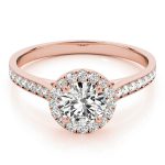 Halo Engagement Ring, Round Shape, in Rose Gold - 84902