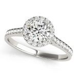 Halo Engagement Ring, Round Shape, in White Gold - 84902