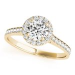 Halo Engagement Ring, Round Shape, in Yellow Gold - 84902