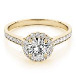 Halo Engagement Ring, Round Shape, in Yellow Gold - 84902