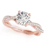 Side Stone Engagement Ring, Round Shape, in Rose Gold - 84905