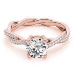 Side Stone Engagement Ring, Round Shape, in Rose Gold - 84905