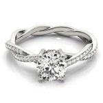 Side Stone Engagement Ring, Round Shape, in Sterling Silver - 84905