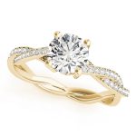 Side Stone Engagement Ring, Round Shape, in Yellow Gold - 84905