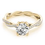 Side Stone Engagement Ring, Round Shape, in Yellow Gold - 84905