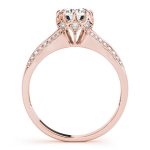 Side Stone Engagement Ring, Round Shape, in Rose Gold - 84886