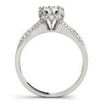 Side Stone Engagement Ring, Round Shape, in White Gold - 84886