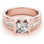 Channel Set Engagement Ring, Side Stone Style, Round Shape, in Rose Gold - 83749