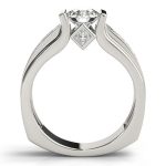 Channel Set Engagement Ring, Side Stone Style, Round Shape, in Sterling Silver - 83749