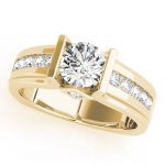 Channel Set Engagement Ring, Side Stone Style, Round Shape, in Yellow Gold - 83749