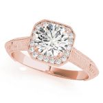 Halo Engagement Ring, Round Shape, in Rose Gold - 51046