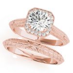 Halo Engagement Ring, Round Shape, in Rose Gold - 51046