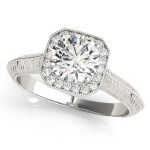 Halo Engagement Ring, Round Shape, in Sterling Silver - 51046