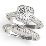 Halo Engagement Ring, Round Shape, in Sterling Silver - 51046