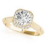 Halo Engagement Ring, Round Shape, in Yellow Gold - 51046