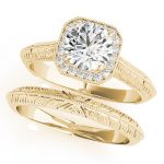 Halo Engagement Ring, Round Shape, in Yellow Gold - 51046