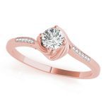 Side Stone Engagement Ring, Round Shape, in Rose Gold - 84874